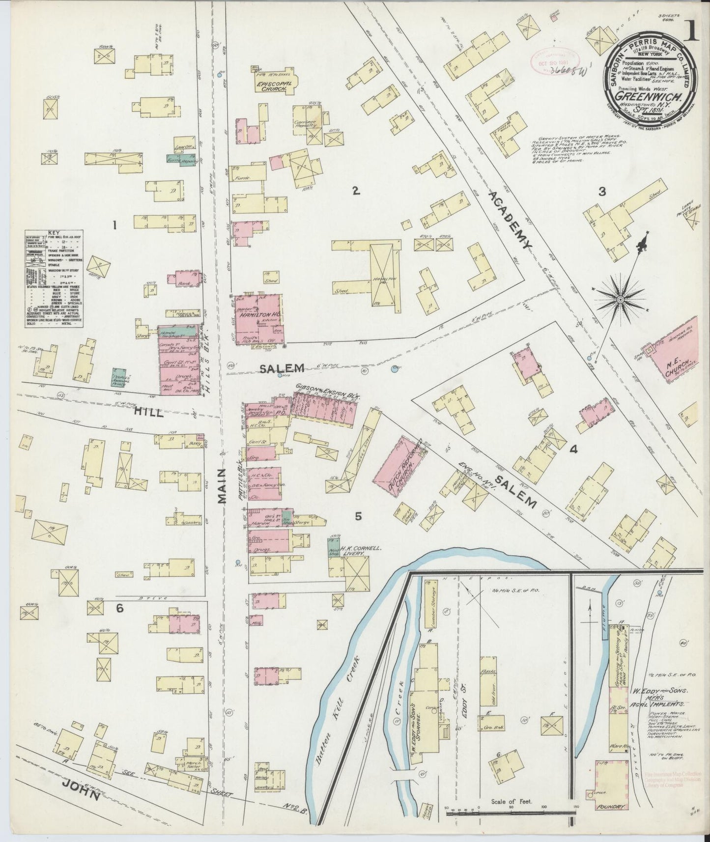 Sanborn Fire Insurance Map from Greenwich, Washington County, New York. (1891) – Historic Sanborn Fire Insurance Map Print