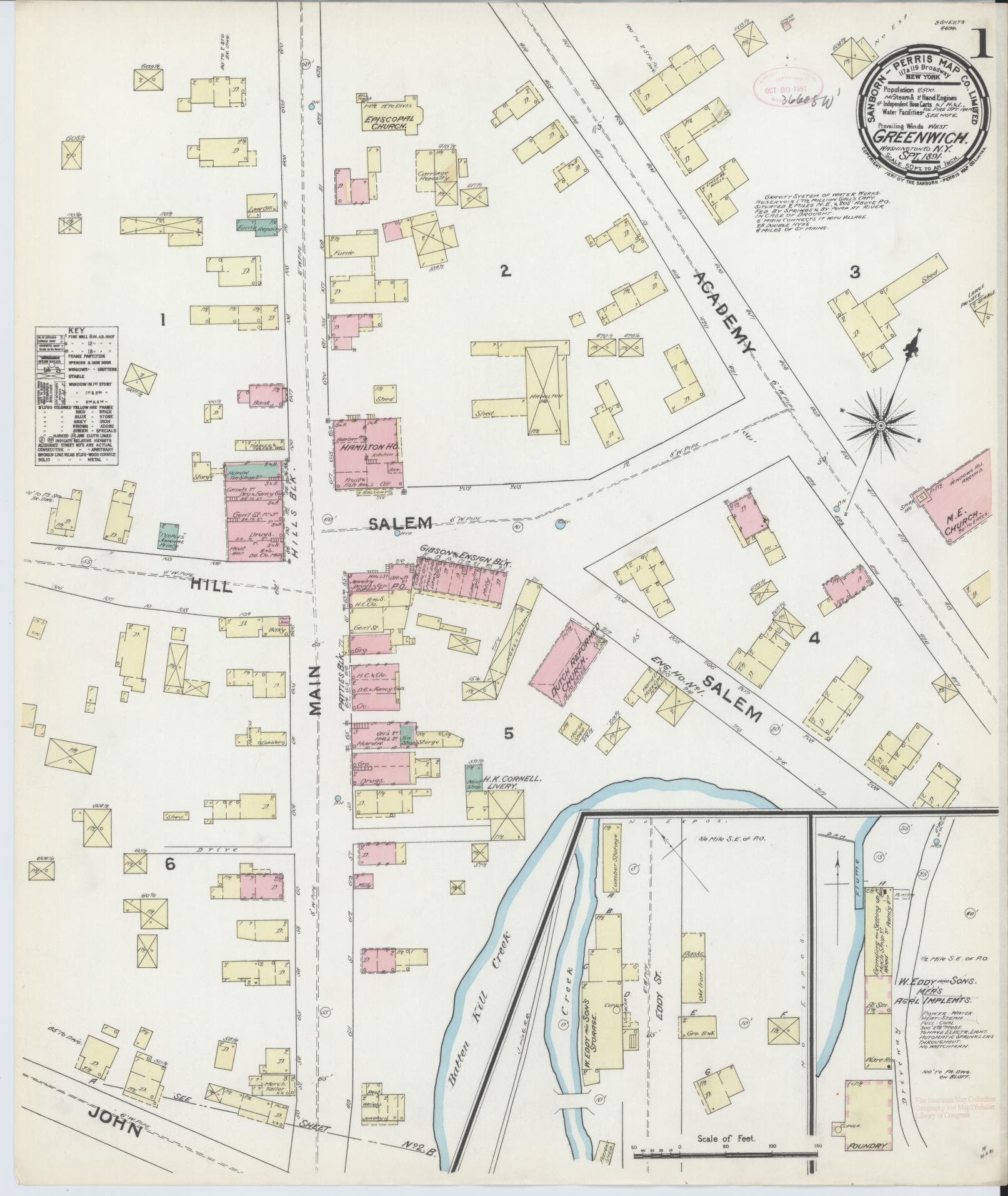 Sanborn Fire Insurance Map from Greenwich, Washington County, New York. (1891) – Historic Sanborn Fire Insurance Map Print
