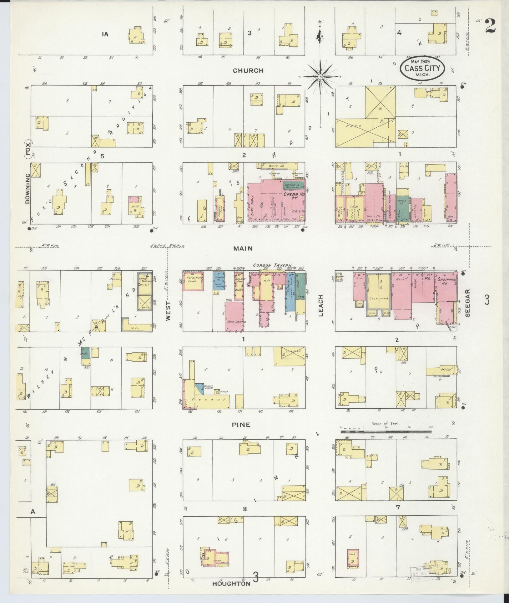 Sanborn Fire Insurance Map from Cass City, Tuscola County, Michigan (1909), Sheet #0002 - Historic Sanborn Fire Insurance Map Print, vintage old map wall art, antique decor, genealogy gift, Michigan Michigan map