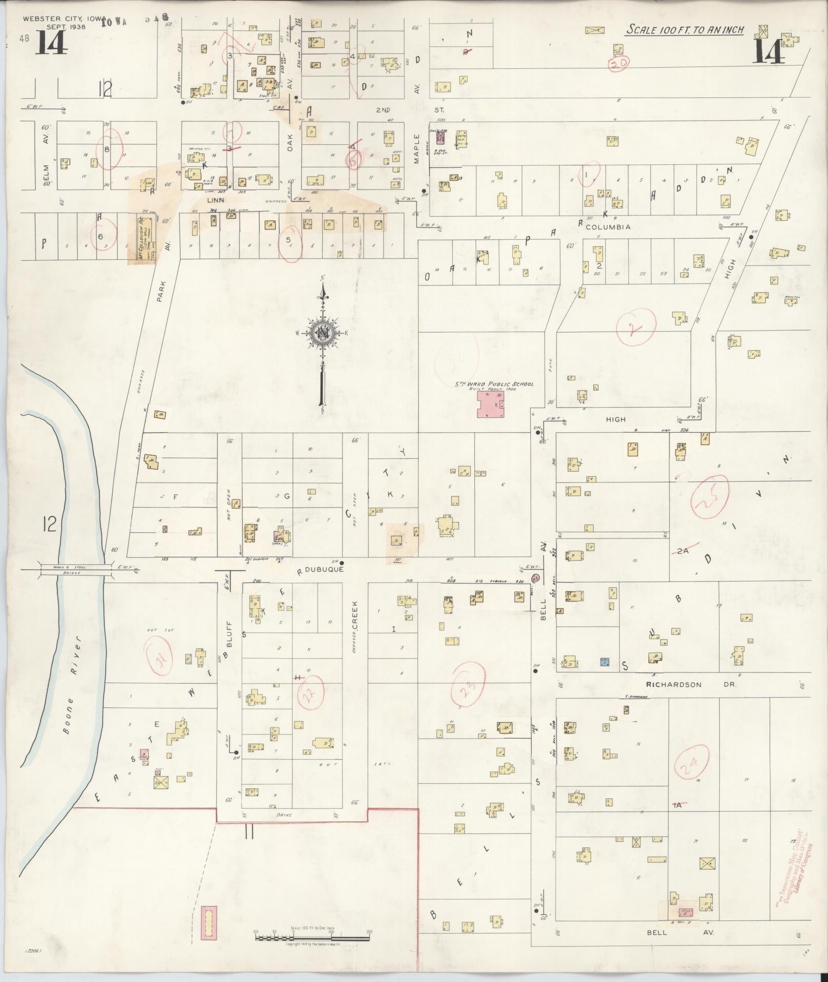 Sanborn Fire Insurance Map from Webster City, Hamilton County, Iowa (1950), Sheet #0014 - Historic Sanborn Fire Insurance Map Print