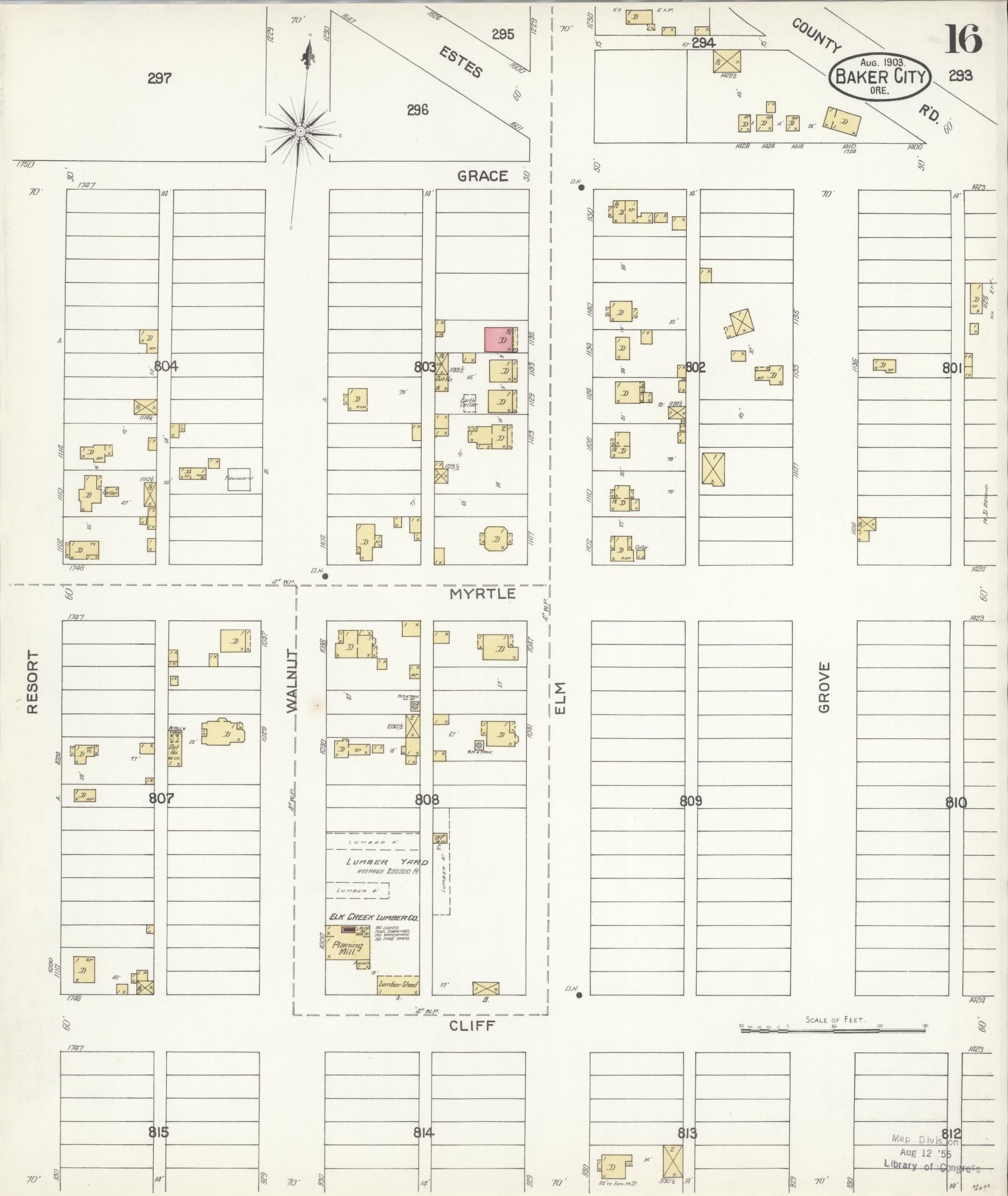 Sanborn Fire Insurance Map from Baker, Baker County, Oregon (1903), Sheet #0016 - Historic Sanborn Fire Insurance Map Print, vintage old map wall art, antique decor, genealogy gift, Oregon Oregon map