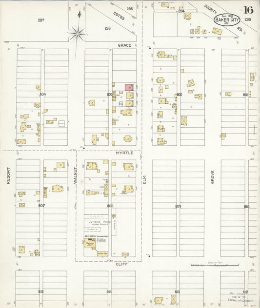 Sanborn Fire Insurance Map from Baker, Baker County, Oregon (1903), Sheet #0016 - Historic Sanborn Fire Insurance Map Print, vintage old map wall art, antique decor, genealogy gift, Oregon Oregon map