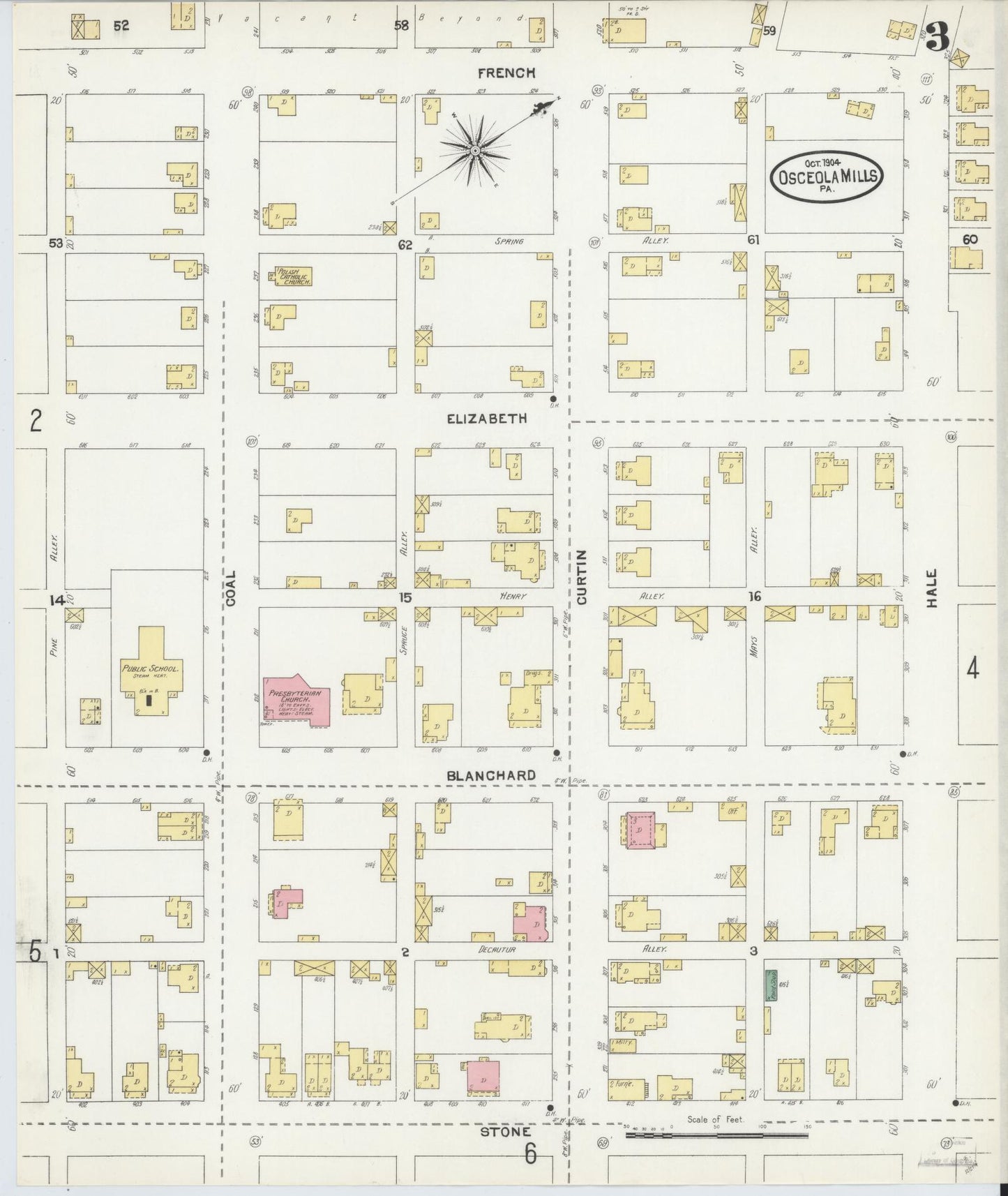 Sanborn Fire Insurance Map from Osceola Mills, Clearfield County, Pennsylvania (1904), Sheet #0003 - Complete Map Set gallery image, historic Sanborn map, vintage wall art, Pennsylvania Pennsylvania