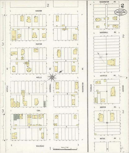 Sanborn Fire Insurance Map from Enumclaw, King County, Washington (1908), Sheet #0002 - Complete Map Set gallery image, historic Sanborn map, vintage wall art, Washington Washington