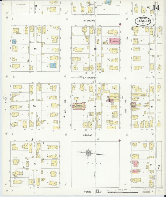 Sanborn Fire Insurance Map from La Salle, La Salle County, Illinois (1911), Sheet #0014 - Historic Sanborn Fire Insurance Map Print, vintage old map wall art, antique decor, genealogy gift, Illinois Illinois map