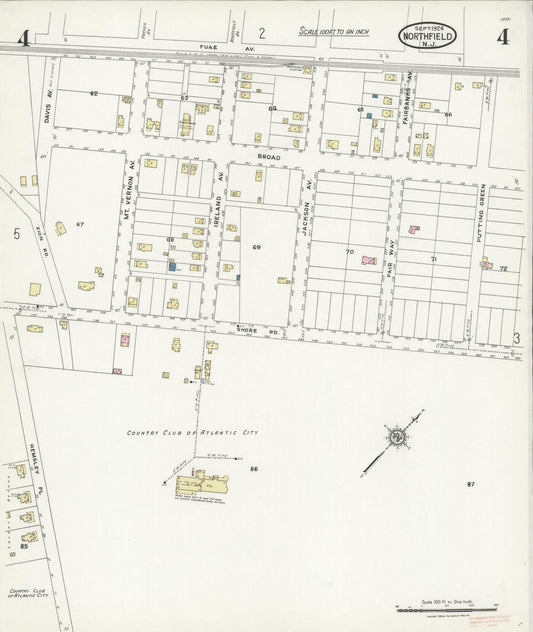 Sanborn Fire Insurance Map from Northfield, Atlantic County, New Jersey (1924), Sheet #0004 - Historic Sanborn Fire Insurance Map Print, vintage old map wall art, antique decor, genealogy gift, New Jersey New Jersey map
