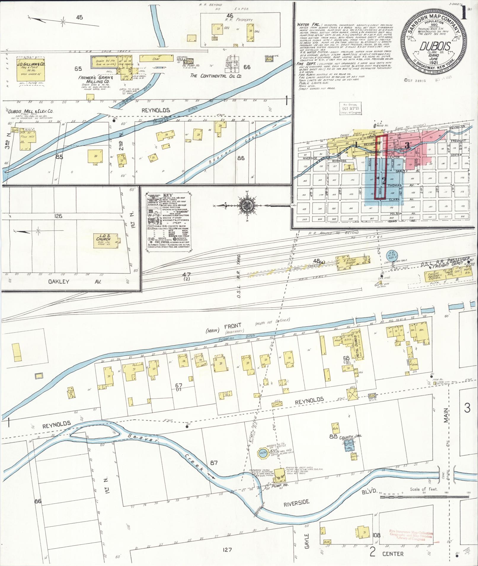 Sanborn Fire Insurance Map from Dubois, Clark County, Idaho (1921), Sheet #0001 - Complete Map Set gallery image, historic Sanborn map, vintage wall art, Idaho Idaho