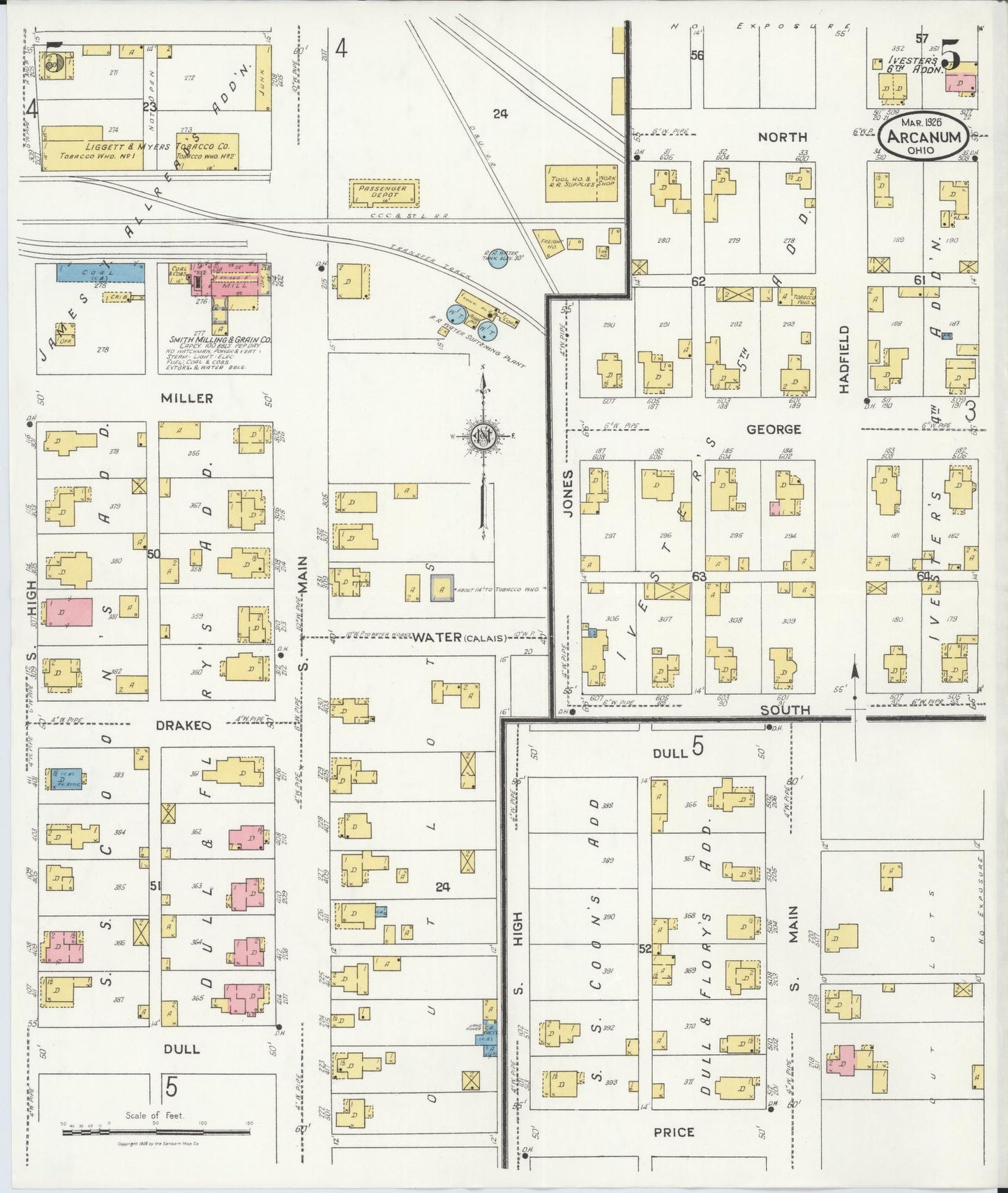 Sanborn Fire Insurance Map from Arcanum, Darke County, Ohio (1926), Sheet #0005 - Complete Map Set gallery image, historic Sanborn map, vintage wall art, Ohio Ohio