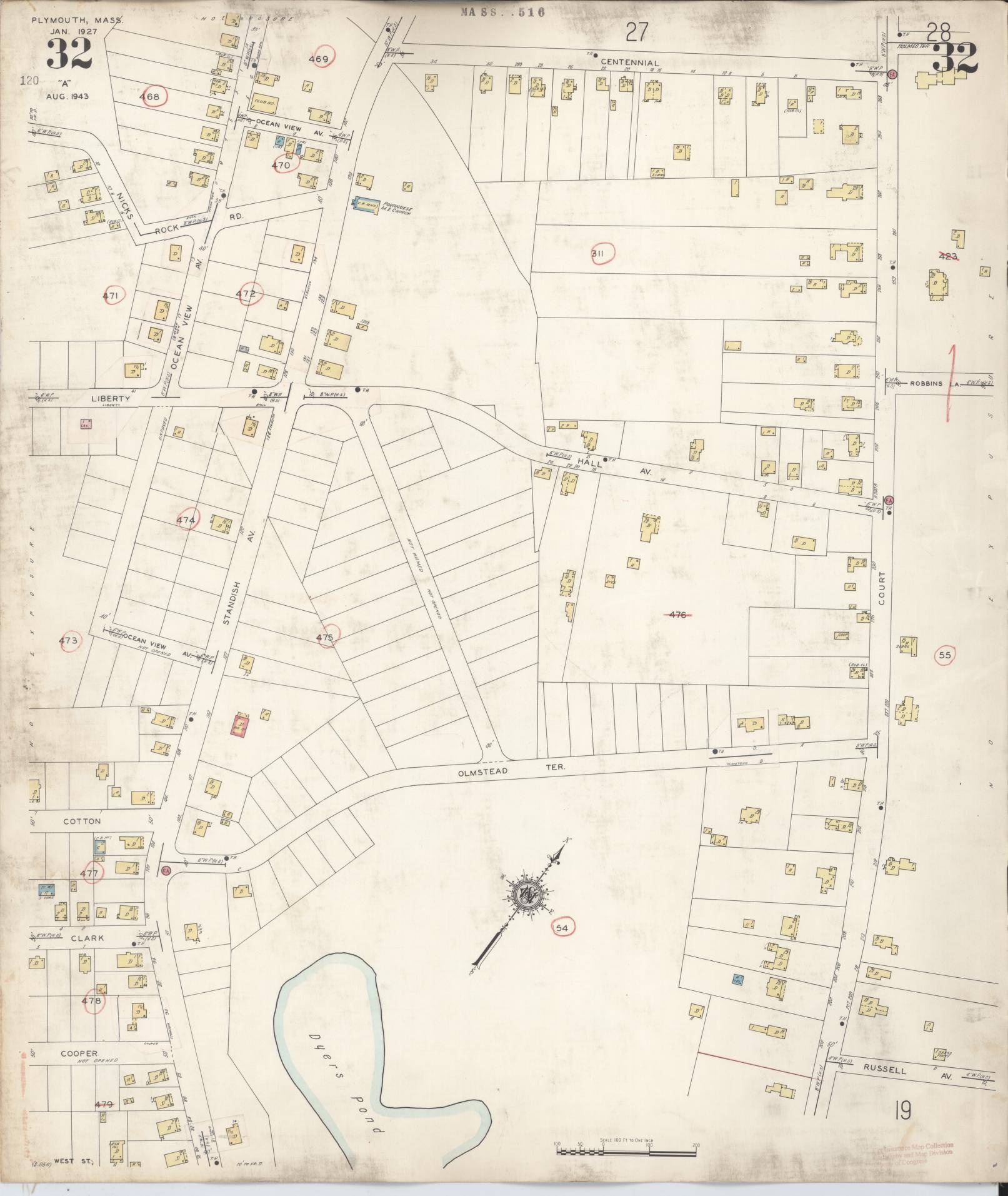 Sanborn Fire Insurance Map from Plymouth, Plymouth County, Massachusetts (1948), Sheet #0032 - Complete Map Set gallery image, historic Sanborn map, vintage wall art, Massachusetts Massachusetts