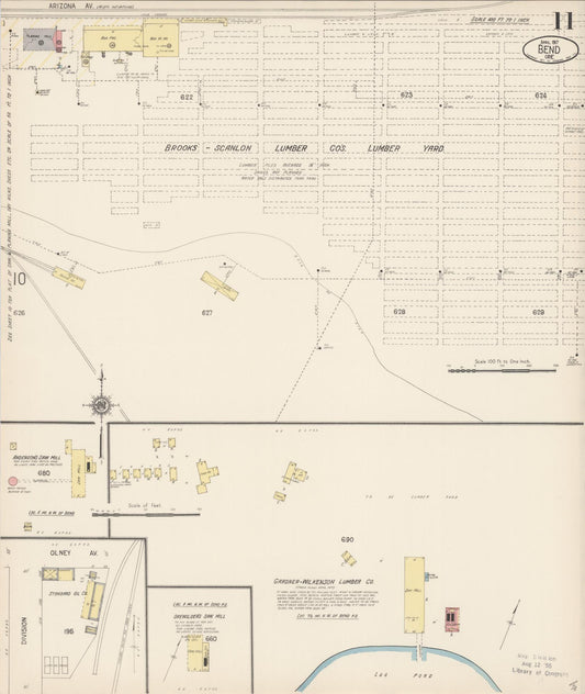 Sanborn Fire Insurance Map from Bend, Deschutes County, Oregon (1917), Sheet #0011 - Historic Sanborn Fire Insurance Map Print, vintage old map wall art, antique decor, genealogy gift, Oregon Oregon map