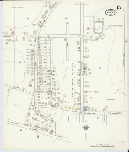 Sanborn Fire Insurance Map from Athens, Athens County, Ohio (1914), Sheet #0015 - Historic Sanborn Fire Insurance Map Print, vintage old map wall art, antique decor, genealogy gift, Ohio Ohio map