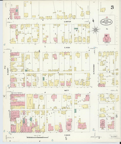 Sanborn Fire Insurance Map from Circleville, Pickaway County, Ohio (1907), Sheet #0003 - Historic Sanborn Fire Insurance Map Print, vintage old map wall art, antique decor, genealogy gift, Ohio Ohio map