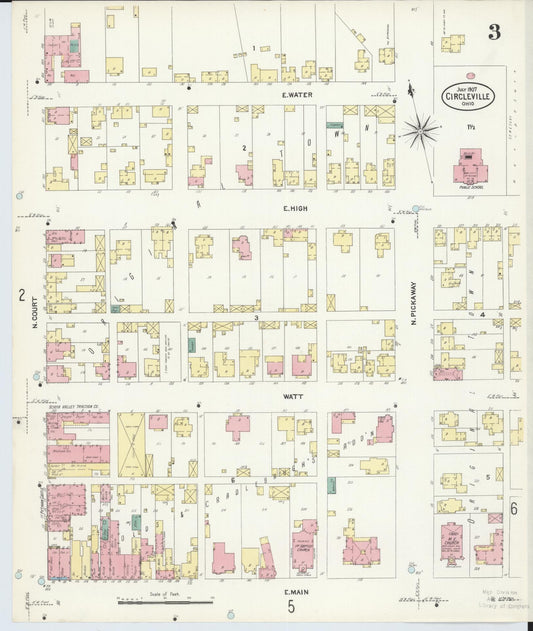 Sanborn Fire Insurance Map from Circleville, Pickaway County, Ohio (1907), Sheet #0003 - Historic Sanborn Fire Insurance Map Print, vintage old map wall art, antique decor, genealogy gift, Ohio Ohio map