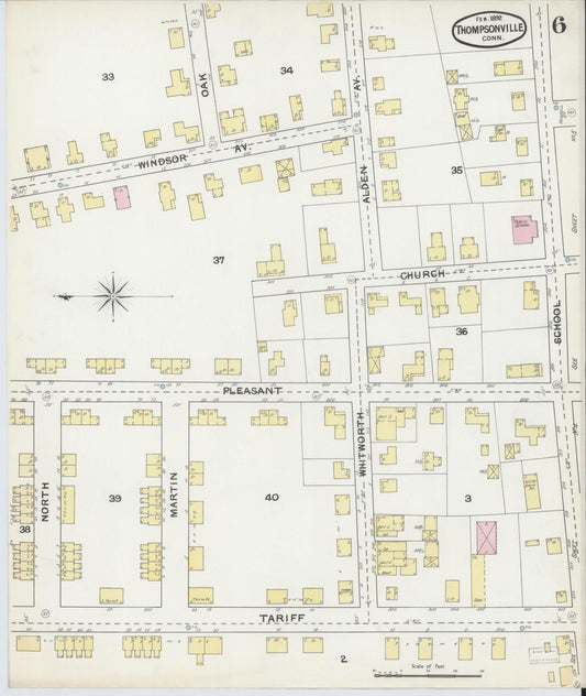 Sanborn Fire Insurance Map from Thompsonville, Hartford County, Connecticut (1892), Sheet #0006 - Historic Sanborn Fire Insurance Map Print, vintage old map wall art, antique decor, genealogy gift, Connecticut Connecticut map