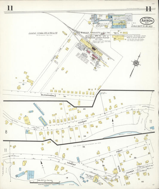 Sanborn Fire Insurance Map from Akron, Erie County, New York (1923), Sheet #0011 - Historic Sanborn Fire Insurance Map Print, vintage old map wall art, antique decor, genealogy gift, New York New York map