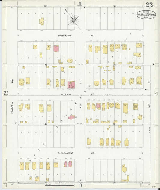 Sanborn Fire Insurance Map from Colorado Springs, El Paso County, Colorado (1900), Sheet #0022 - Historic Sanborn Fire Insurance Map Print, vintage old map wall art, antique decor, genealogy gift, Colorado Colorado map