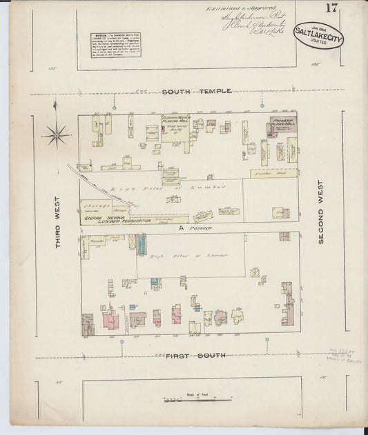 Sanborn Fire Insurance Map from Salt Lake City, Salt Lake County, Utah (1884), Sheet #0017 - Historic Sanborn Fire Insurance Map Print, vintage old map wall art, antique decor, genealogy gift, Utah Utah map