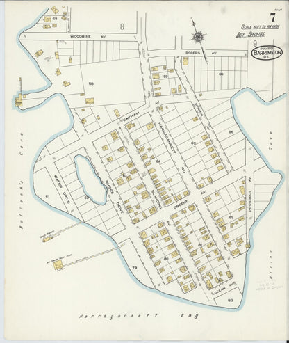 Sanborn Fire Insurance Map from Barrington, Bristol County, Rhode Island (1921), Sheet #0007 - Complete Map Set gallery image, historic Sanborn map, vintage wall art, Rhode Island Rhode Island