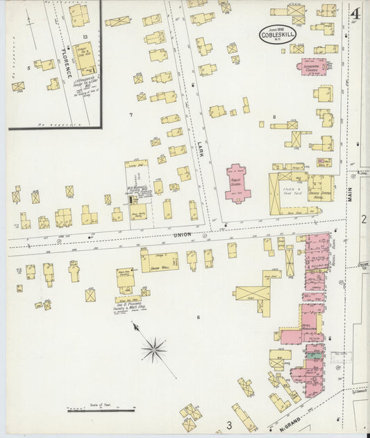 Sanborn Fire Insurance Map from Cobleskill, Schoharie County, New York (1898), Sheet #0004 - Historic Sanborn Fire Insurance Map Print, vintage old map wall art, antique decor, genealogy gift, New York New York map