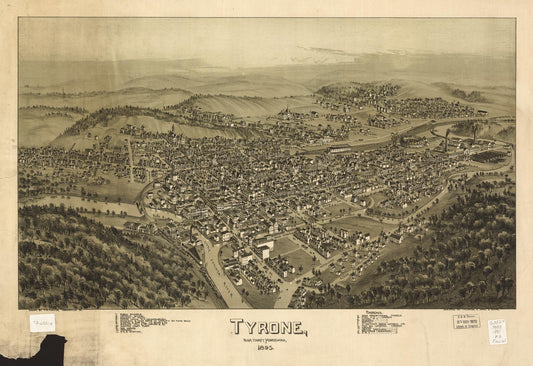 Tyrone, Blair County, Pennsylvania 1895 (1895) – Historic Bird’s-Eye View Panorama Print