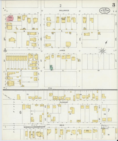 Sanborn Fire Insurance Map from Hinton, Summer County, West Virginia (1898), Sheet #0003 - Complete Map Set gallery image, historic Sanborn map, vintage wall art, West Virginia West Virginia