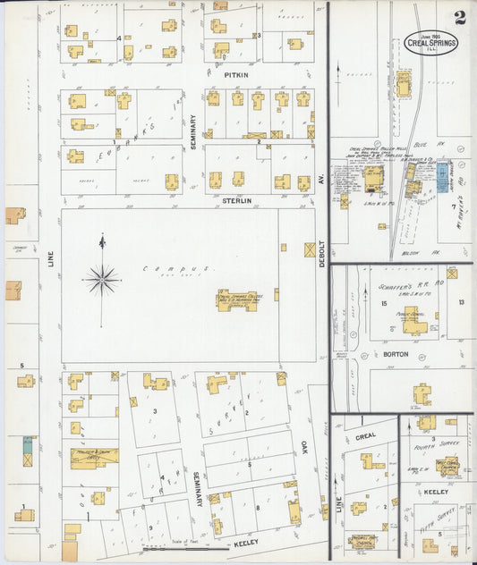Sanborn Fire Insurance Map from Creal Springs, Williamson County, Illinois (1900), Sheet #0002 - Historic Sanborn Fire Insurance Map Print, vintage old map wall art, antique decor, genealogy gift, Illinois Illinois map
