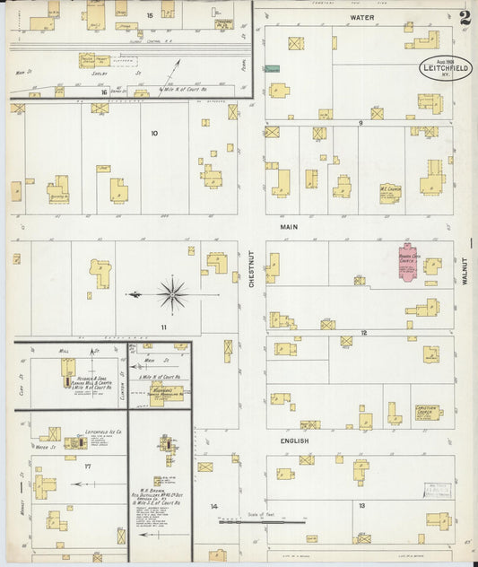 Sanborn Fire Insurance Map from Leitchfield, Grayson County, Kentucky (1901), Sheet #0002 - Historic Sanborn Fire Insurance Map Print, vintage old map wall art, antique decor, genealogy gift, Kentucky Kentucky map