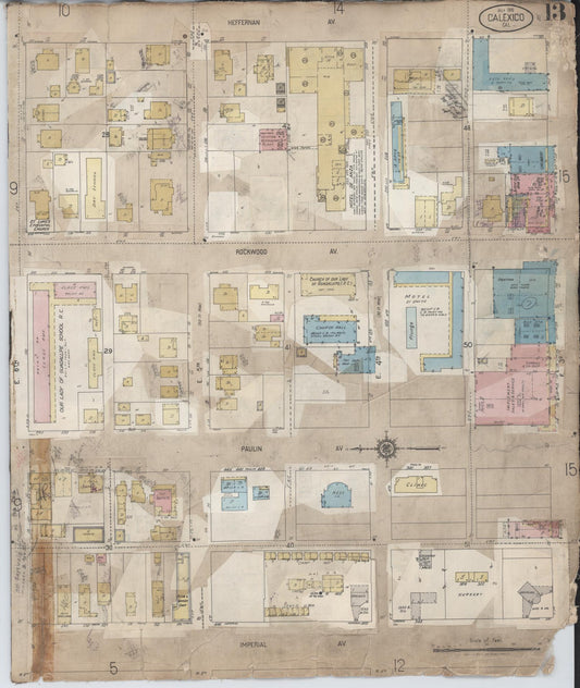 Sanborn Fire Insurance Map from Calexico, Imperial County, California (1956), Sheet #0013 - Historic Sanborn Fire Insurance Map Print, vintage old map wall art, antique decor, genealogy gift, California California map