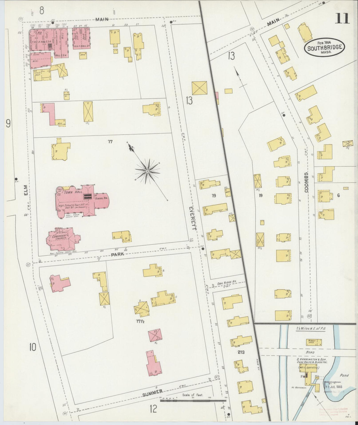 Sanborn Fire Insurance Map from Southbridge, Worcester County, Massachusetts (1904), Sheet #0011 - Complete Map Set gallery image, historic Sanborn map, vintage wall art, Massachusetts Massachusetts