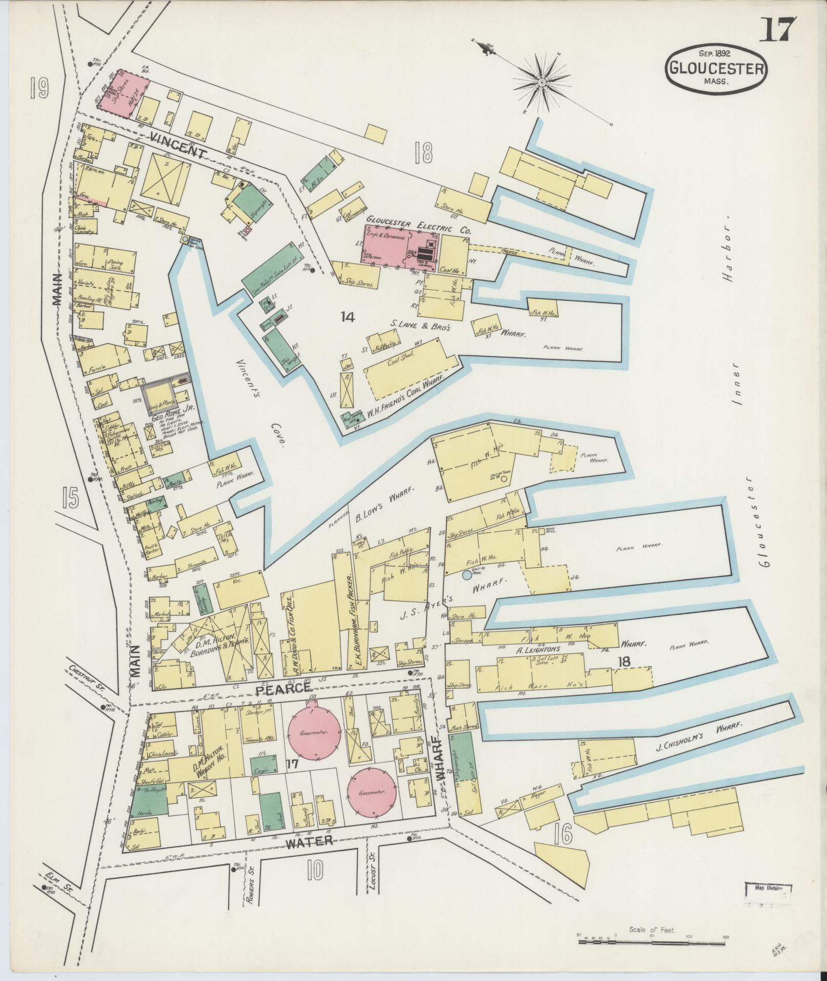 Sanborn Fire Insurance Map from Gloucester, Essex County, Massachusetts (1892), Sheet #0017 - Complete Map Set gallery image, historic Sanborn map, vintage wall art, Massachusetts Massachusetts