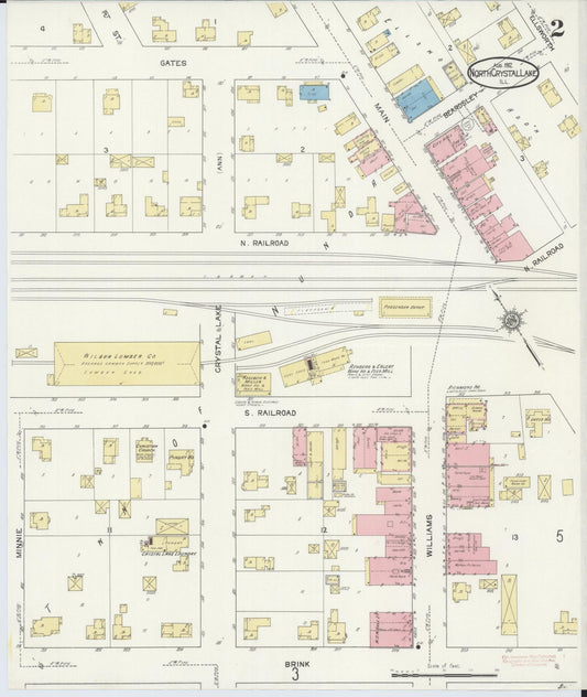 Sanborn Fire Insurance Map from North Crystal Lake, McHenry County, Illinois (1912), Sheet #0002 - Historic Sanborn Fire Insurance Map Print, vintage old map wall art, antique decor, genealogy gift, Illinois Illinois map