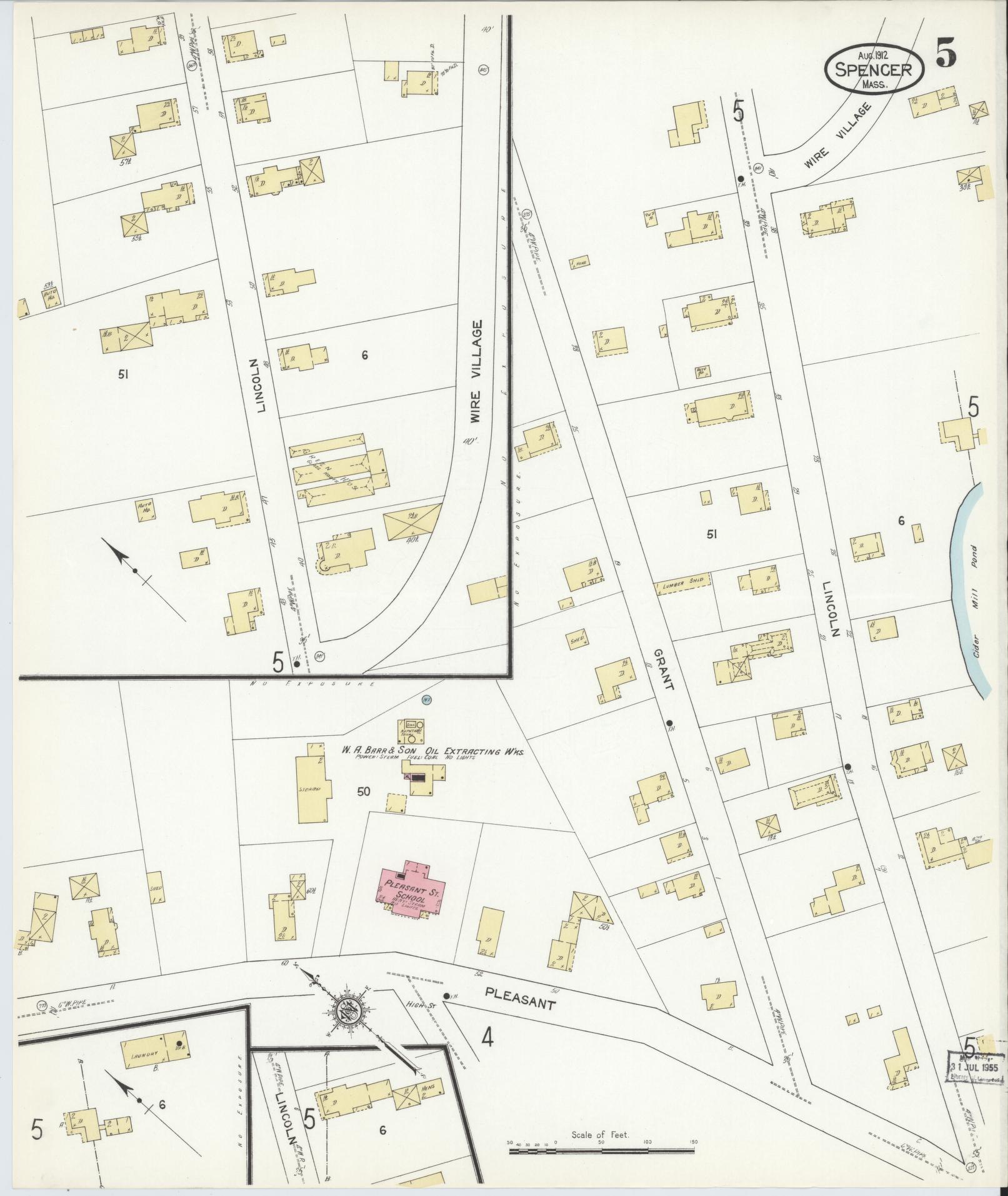 Sanborn Fire Insurance Map from Spencer, Worcester County, Massachusetts (1912), Sheet #0005 - Complete Map Set gallery image, historic Sanborn map, vintage wall art, Massachusetts Massachusetts