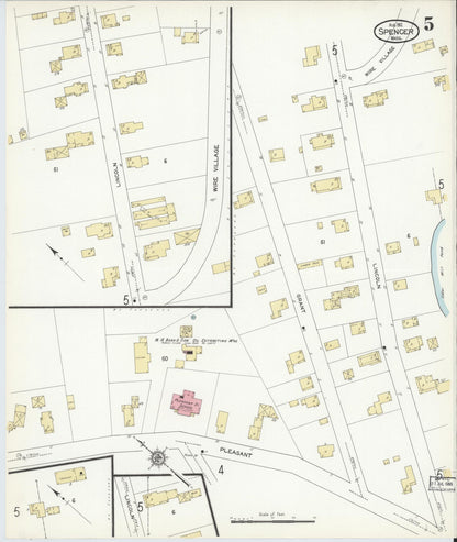 Sanborn Fire Insurance Map from Spencer, Worcester County, Massachusetts (1912), Sheet #0005 - Complete Map Set gallery image, historic Sanborn map, vintage wall art, Massachusetts Massachusetts