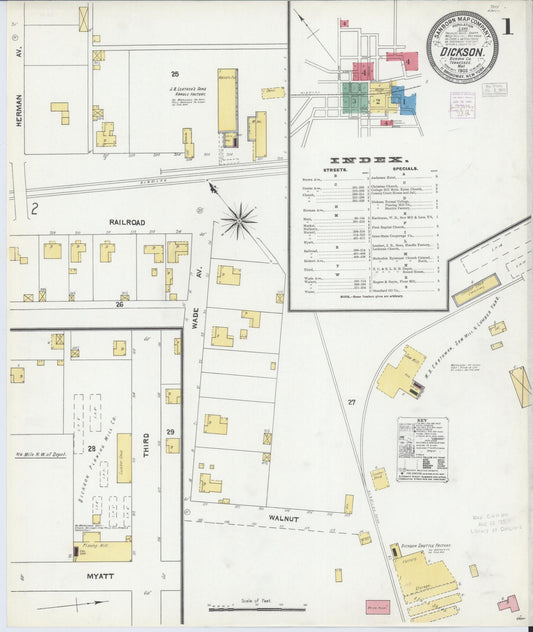 Sanborn Fire Insurance Map from Dickson, Dickson County, Tennessee. (1905) – Historic Sanborn Fire Insurance Map Print