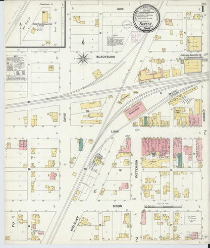 Sanborn Fire Insurance Map from Forest, Hardin County, Ohio (1901), Sheet #0001 - Historic Sanborn Fire Insurance Map Print, vintage old map wall art, antique decor, genealogy gift, Ohio Ohio map