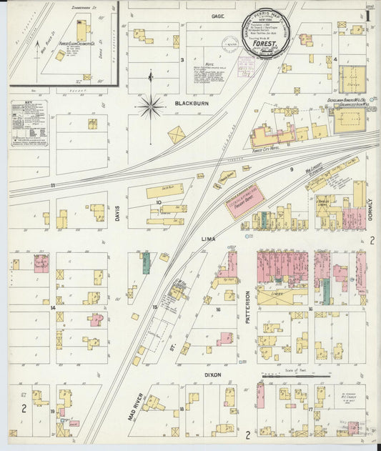 Sanborn Fire Insurance Map from Forest, Hardin County, Ohio (1901), Sheet #0001 - Historic Sanborn Fire Insurance Map Print, vintage old map wall art, antique decor, genealogy gift, Ohio Ohio map
