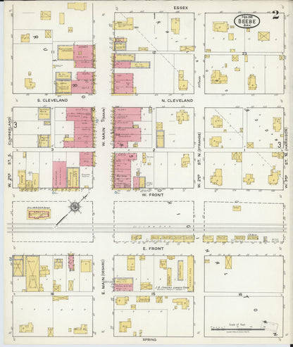 Sanborn Fire Insurance Map from Beebe, White County, Arkansas (1918), Sheet #0002 - Complete Map Set gallery image, historic Sanborn map, vintage wall art, Arkansas Arkansas