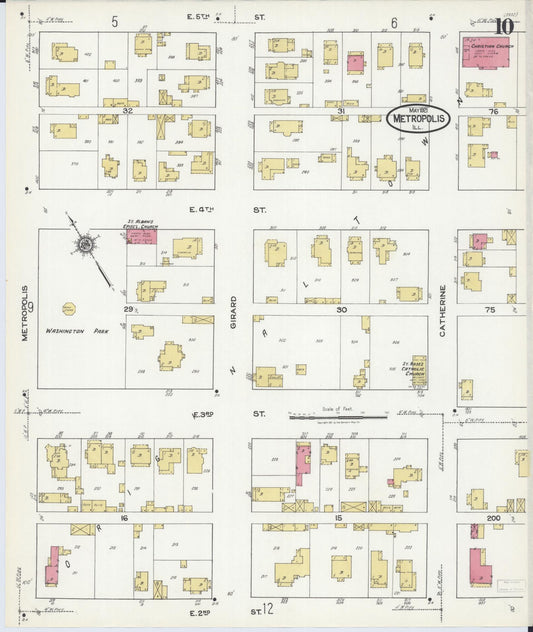 Sanborn Fire Insurance Map from Metropolis, Massac County, Illinois (1921), Sheet #0010 - Historic Sanborn Fire Insurance Map Print, vintage old map wall art, antique decor, genealogy gift, Illinois Illinois map