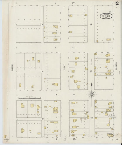 Sanborn Fire Insurance Map from Enid, Garfield County, Oklahoma (1895), Sheet #0002 - Complete Map Set gallery image, historic Sanborn map, vintage wall art, Oklahoma Oklahoma