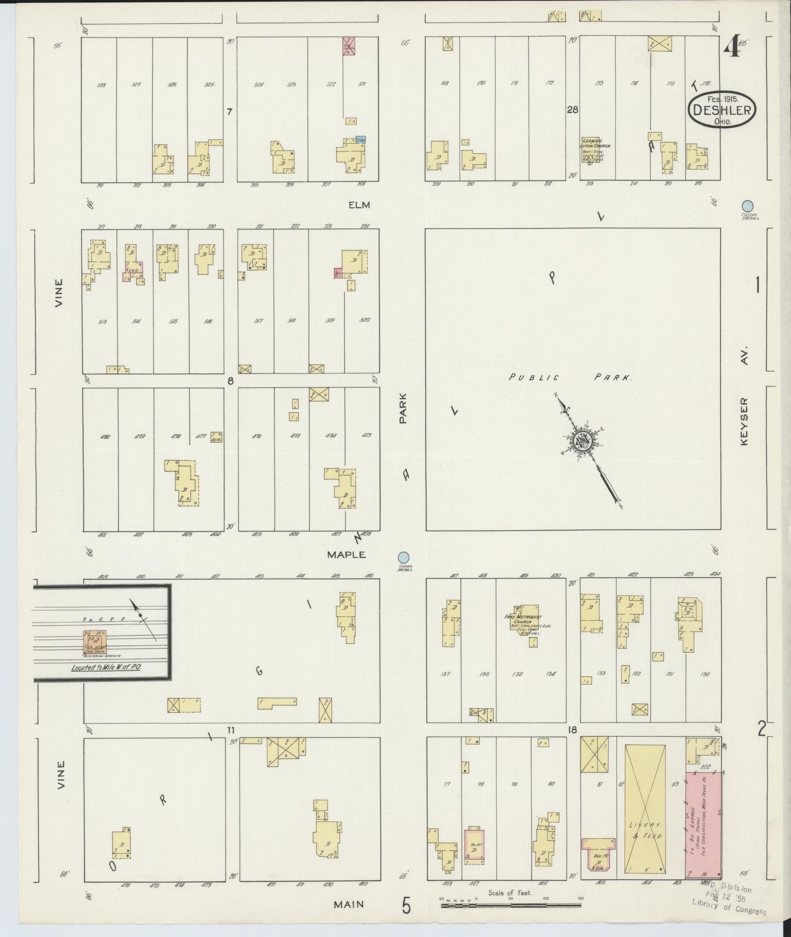 Sanborn Fire Insurance Map from Deshler, Henry County, Ohio (1915), Sheet #0004 - Historic Sanborn Fire Insurance Map Print, vintage old map wall art, antique decor, genealogy gift, Ohio Ohio map