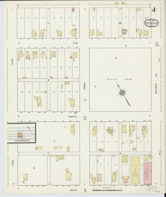 Sanborn Fire Insurance Map from Deshler, Henry County, Ohio (1915), Sheet #0004 - Historic Sanborn Fire Insurance Map Print, vintage old map wall art, antique decor, genealogy gift, Ohio Ohio map