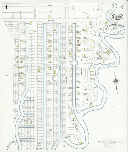 Sanborn Fire Insurance Map from Seaford, Nassau County, New York (1927), Sheet #0004 - Historic Sanborn Fire Insurance Map Print, vintage old map wall art, antique decor, genealogy gift, New York New York map