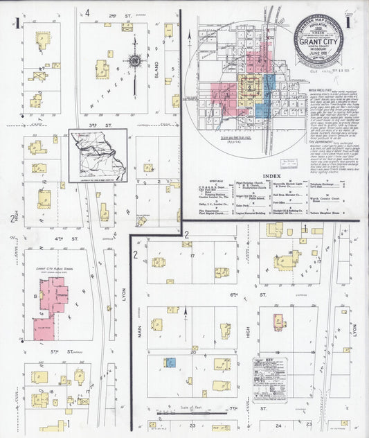 Sanborn Fire Insurance Map from Grant City, Worth County, Missouri. (1928) – Historic Sanborn Fire Insurance Map Print