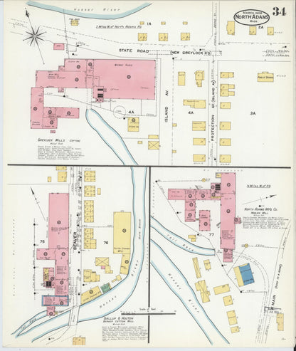 Sanborn Fire Insurance Map from North Adams, Berkshire County, Massachusetts (1908), Sheet #0034 - Historic Sanborn Fire Insurance Map Print, vintage old map wall art, antique decor, genealogy gift, Massachusetts Massachusetts map
