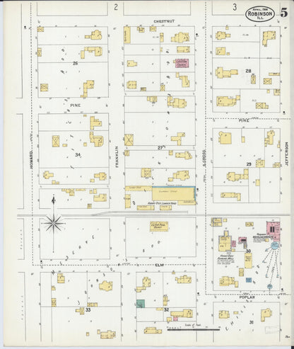 Sanborn Fire Insurance Map from Robinson, Crawford County, Illinois (1906), Sheet #0005 - Complete Map Set gallery image, historic Sanborn map, vintage wall art, Illinois Illinois