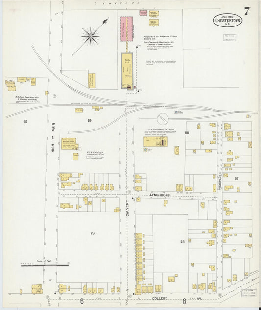 Sanborn Fire Insurance Map from Chestertown, Kent County, Maryland (1903), Sheet #0007 - Historic Sanborn Fire Insurance Map Print, vintage old map wall art, antique decor, genealogy gift, Maryland Maryland map