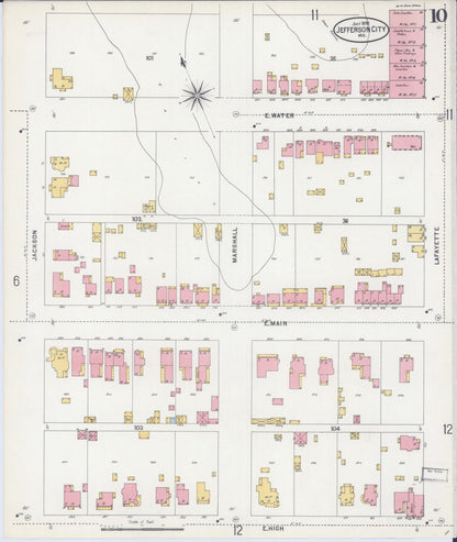 Sanborn Fire Insurance Map from Jefferson City, Cole County, Missouri (1898), Sheet #0010 - Complete Map Set gallery image, historic Sanborn map, vintage wall art, Missouri Missouri