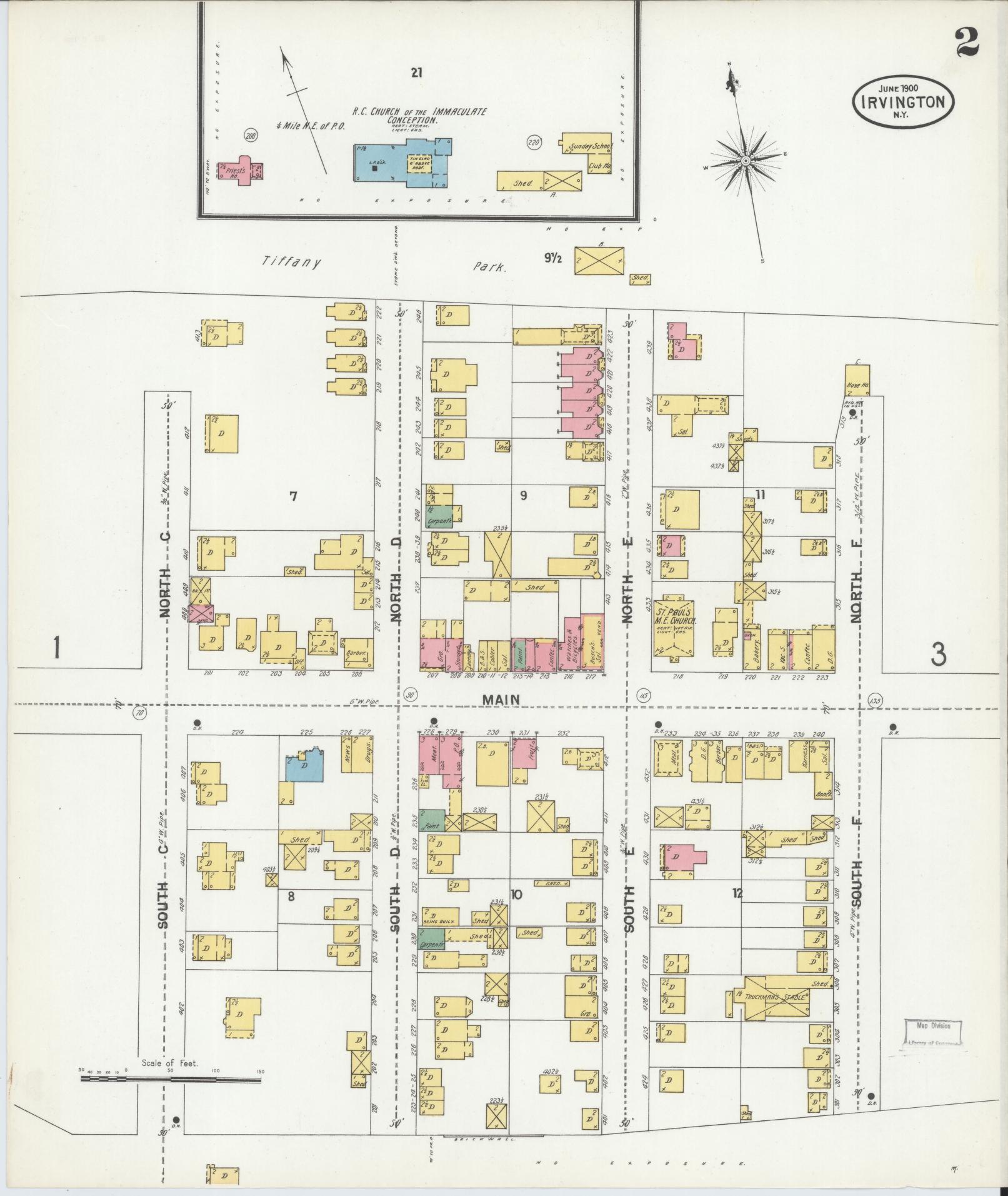 Sanborn Fire Insurance Map from Irvington, Westchester County, New York (1900), Sheet #0002 - Historic Sanborn Fire Insurance Map Print, vintage old map wall art, antique decor, genealogy gift, New York New York map