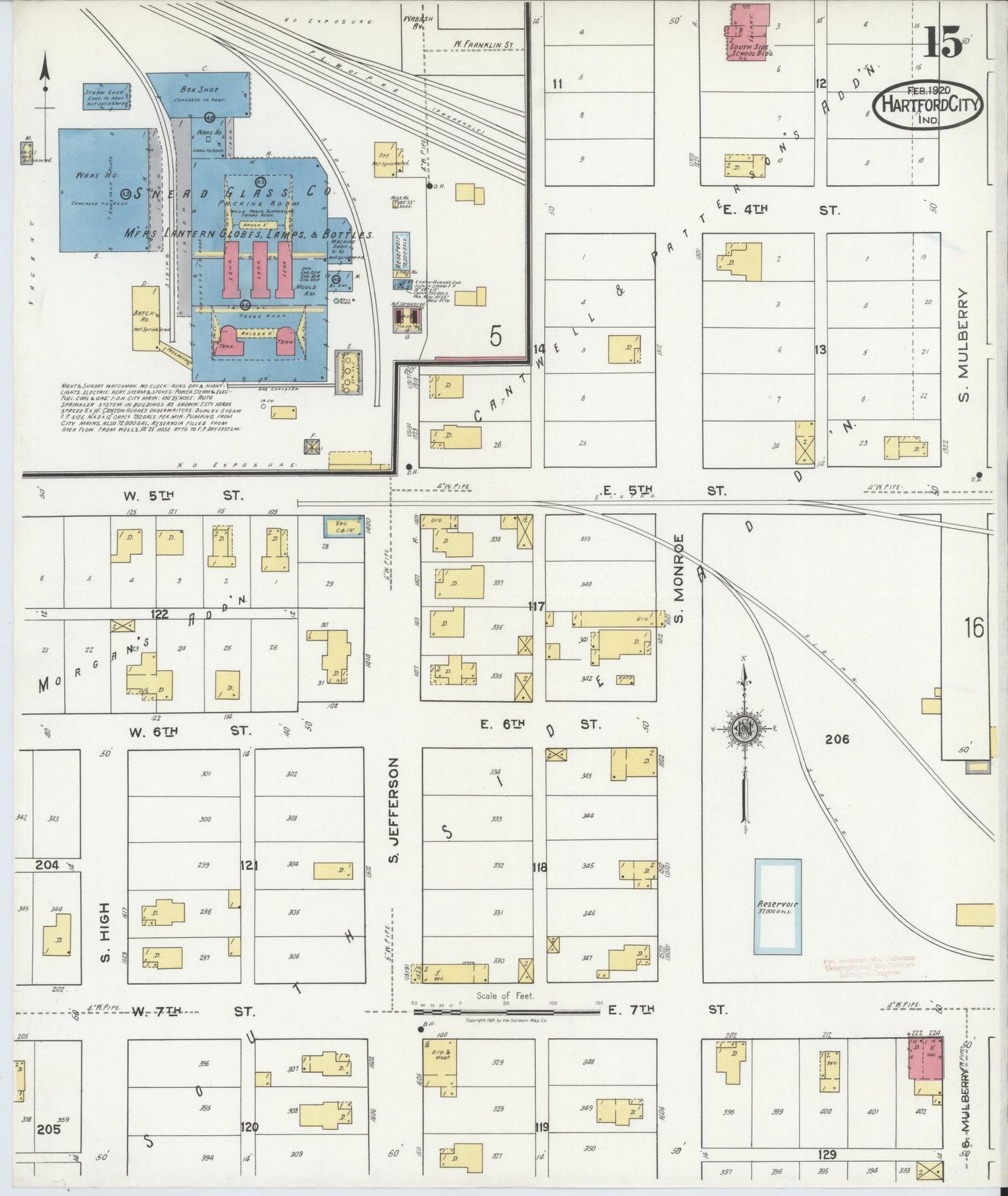Sanborn Fire Insurance Map from Hartford City, Blackford County, Indiana (1920), Sheet #0015 - Complete Map Set gallery image, historic Sanborn map, vintage wall art, Indiana Indiana