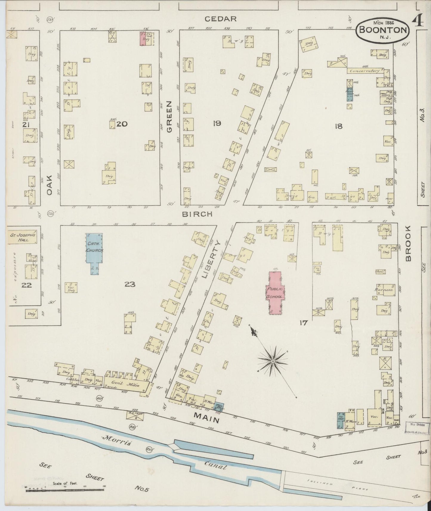 Sanborn Fire Insurance Map from Boonton, Morris County, New Jersey (1886), Sheet #0004 - Complete Map Set gallery image, historic Sanborn map, vintage wall art, New Jersey New Jersey